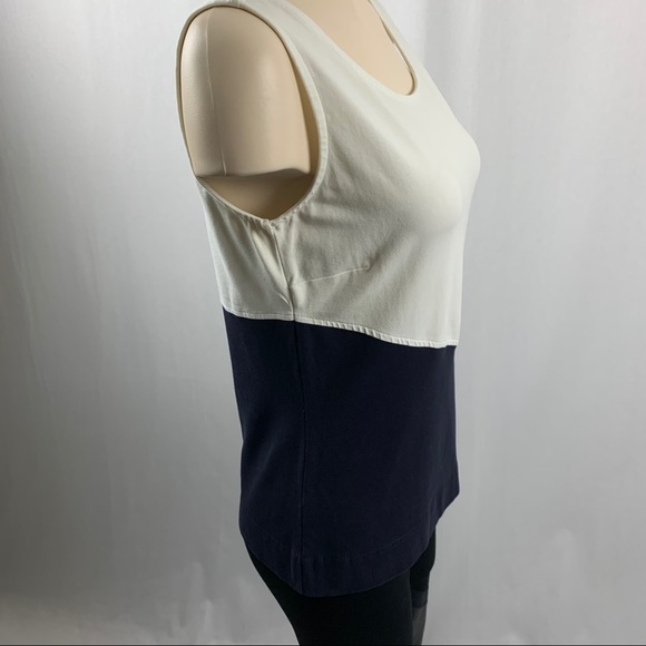 NIC & ZOE Ivory and Navy Asymmetrical Tank Top M - Picture 4 of 7